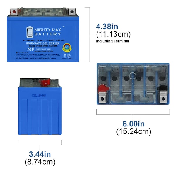 YTZ14SGEL 12V 11.2AH Replacement Battery Compatible With KTM 990 Supermoto, SM R 09-13 - 4PK